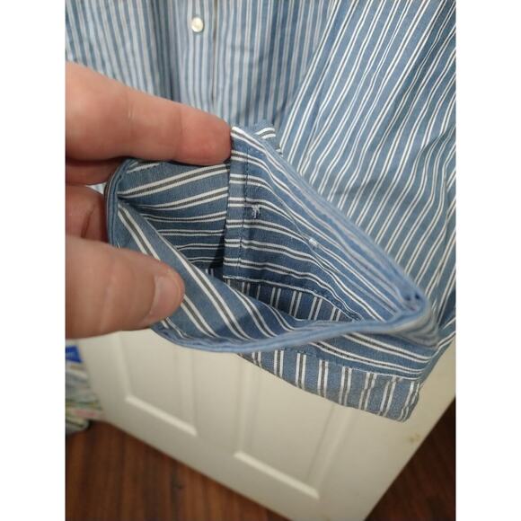 Croft&Barrow Men's XL Shirt Blue Striped Collared Long Sleeve Officewear - Picture 7 of 10